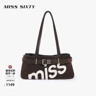 单肩包包女撞色字母磁吸夹层法棍包腋下包 新款 Miss Sixty2025秋季
