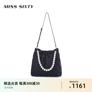 Miss Sixty天使系列牛仔包包女刺绣珍珠斜挎单肩包手提包腋下包