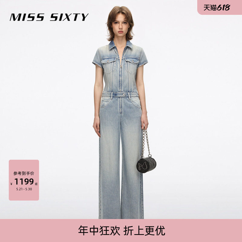 【含莱赛尔】Miss Sixty2026夏季棉质牛仔连体裤女配腰