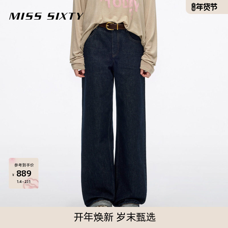 Miss Sixty2026春季新款牛仔裤女中腰棉质百搭通勤休闲直筒裤长裤,女装/女士精品,牛仔裤,淘宝优惠券,粉丝福利购,淘宝优惠卷