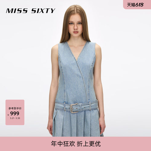 MissSixty附腰带牛仔连衣裙