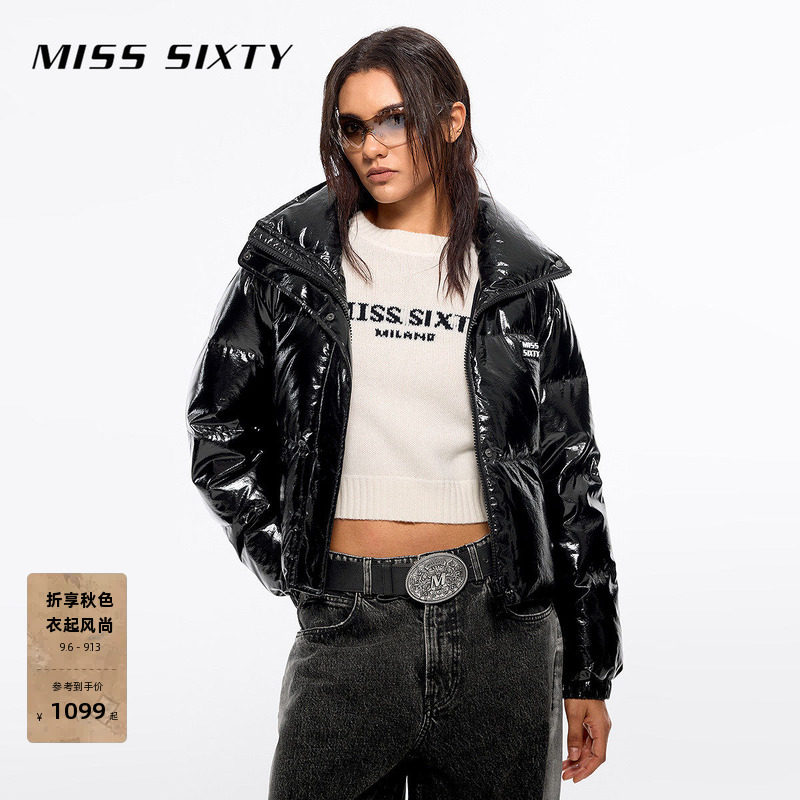 【90鸭绒】Miss Sixty冬款立领羽绒服女短款亮面包服外套休闲百搭