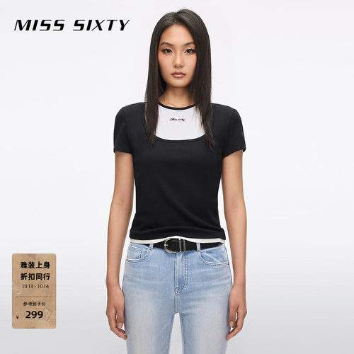 MissSixty假两件刺绣T恤