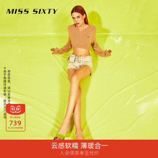 性感辣妹风复古街头 配腰带设计工装 Miss Sixty浅色牛仔短裤