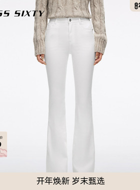 【杨幂同款】Miss Sixty2025春秋牛仔裤白色抓毛长裤复古风微喇裤
