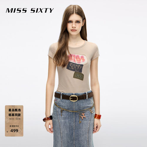 MissSixty圆领拼贴T恤