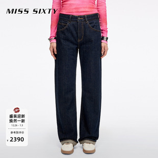 女棉质复古休闲中腰显瘦直筒裤 Miss 牛仔裤 新款 Sixty2026春季