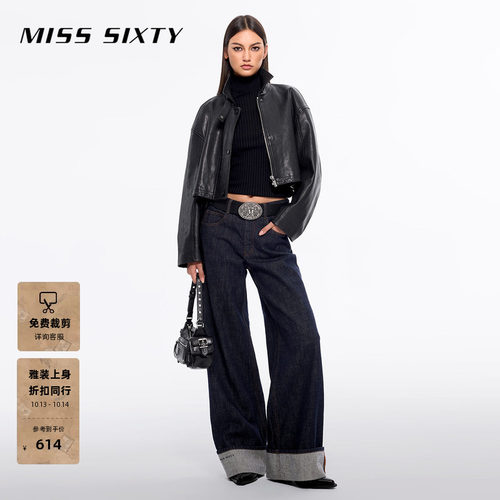MissSixty低腰翻边阔腿牛仔裤