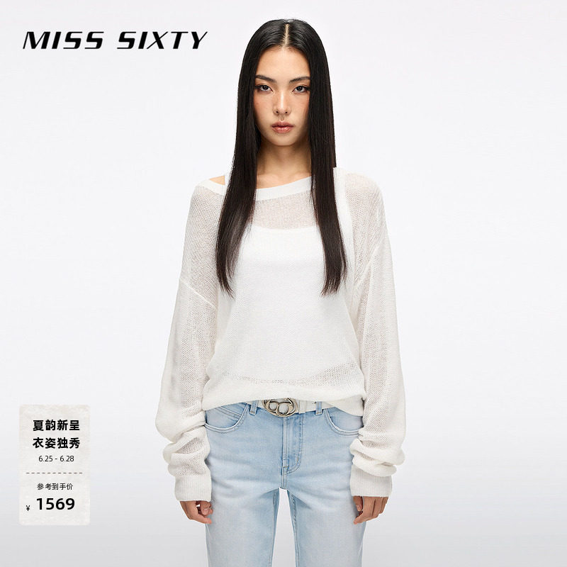 Miss Sixty2026春新款针织衫女绵羊毛叠穿两件套毛衣上