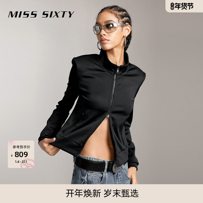 Miss Sixty休闲外套女立领可拆垫肩双向拉链短款美式复古运动风,女装/女士精品,短外套,淘宝优惠券,粉丝福利购,淘宝优惠卷