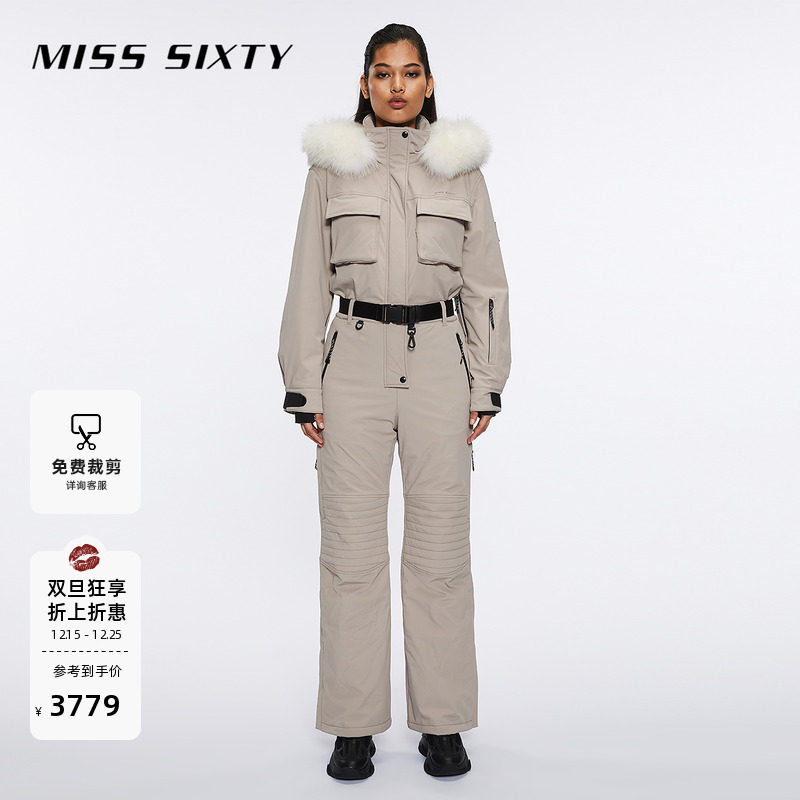 【滑雪系列】Miss Sixty连体一体式连衣裤女士可拆毛领腰带