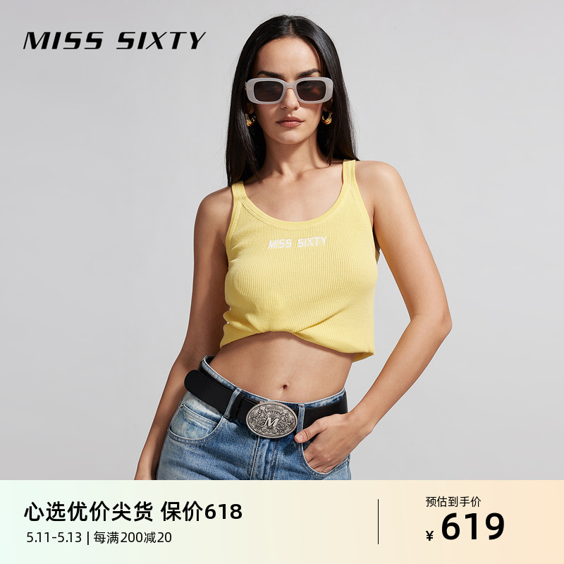 Miss Sixty2024春季新款毛织背心女撞色提花百搭基础款内穿外搭 女装/女士精品 背心吊带 原图主图