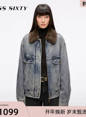 Miss Sixty25秋新款牛仔外套女可拆卸毛领摇粒绒内胆厚款