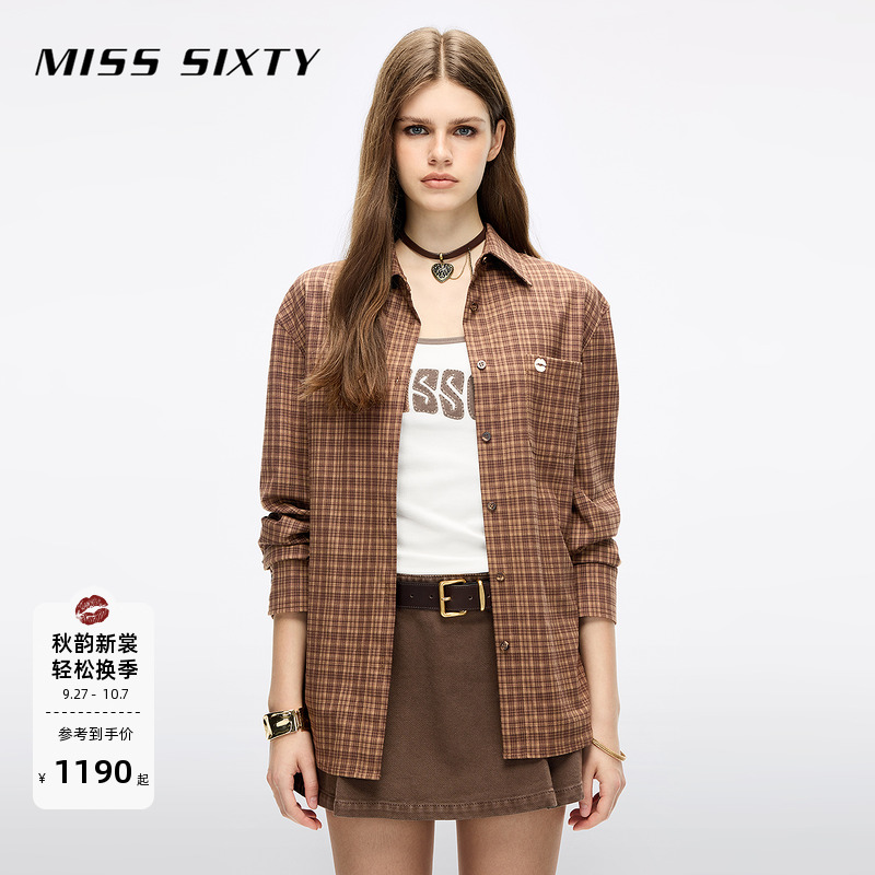 MissSixty唇印格纹衬衫