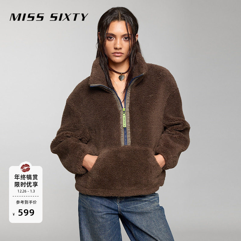 MissSixty高街半拉链仿皮草外套
