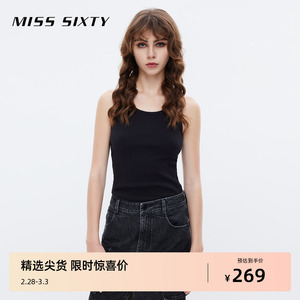 Miss SixtyT恤女无袖紧身圆领街头辣妹风百搭简约