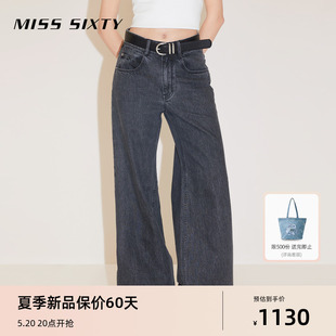 新款 Sixty2024春季 Miss 牛仔裤 环保丹宁 女复古黑灰色高腰直筒