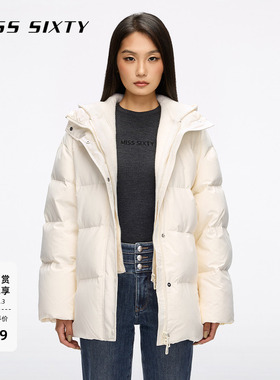 【保暖90鸭绒】Miss Sixty2025冬季新款面包羽绒服可拆毛织帽拼接