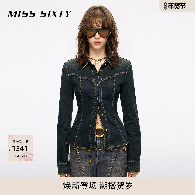 Miss Sixty2025冬季新款长袖牛仔衬衫女复古洗水翻领单排扣,女装/女士精品,衬衫,淘宝优惠券,粉丝福利购,淘宝优惠卷