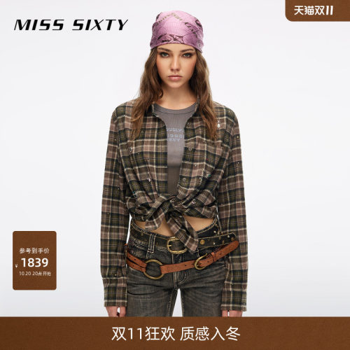 MissSixty彩钻格纹衬衫