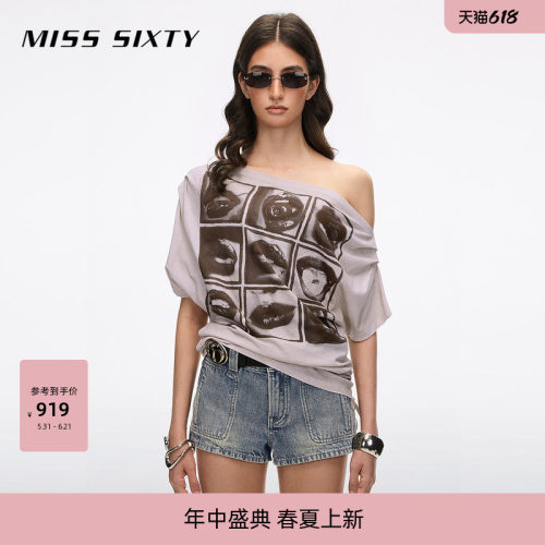 MissSixty斜领印花T恤