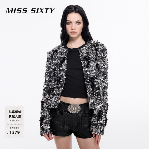 MissSixty重工钉珠亮片夹棉外套