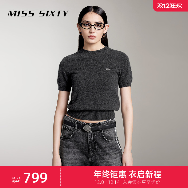 MissSixty圆领短袖羊绒针织衫