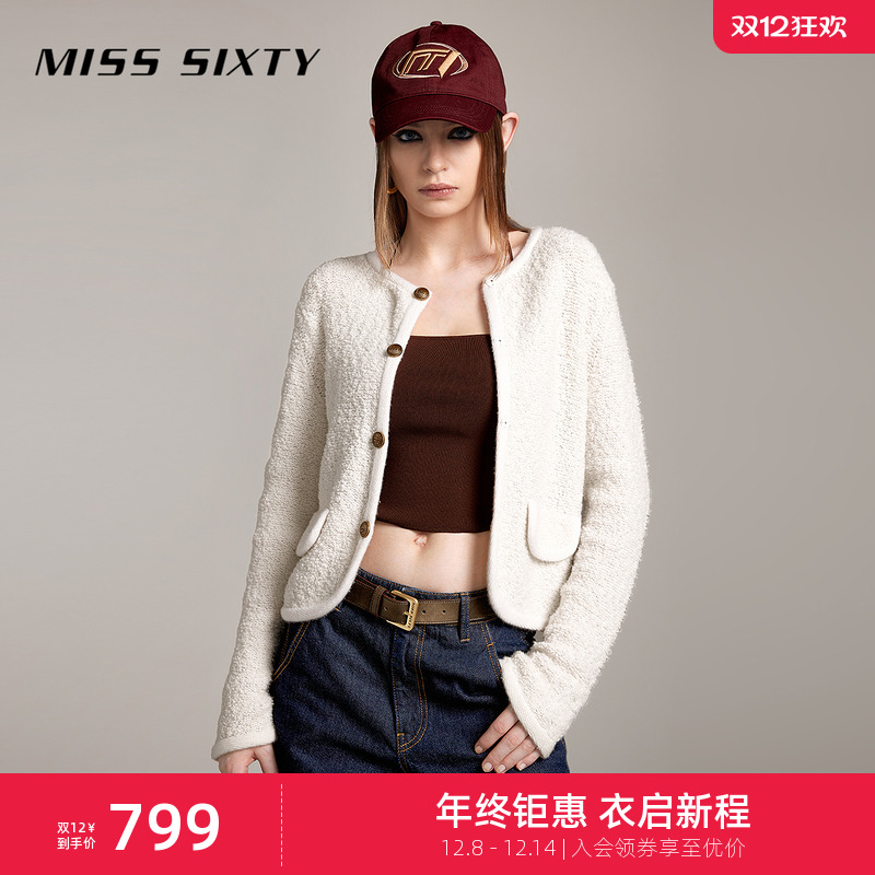 MissSixty小香风绵羊毛针织外套