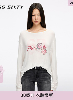 Miss Sixty2026春季新款长袖T恤女天丝羊毛混纺宽松印花松弛感