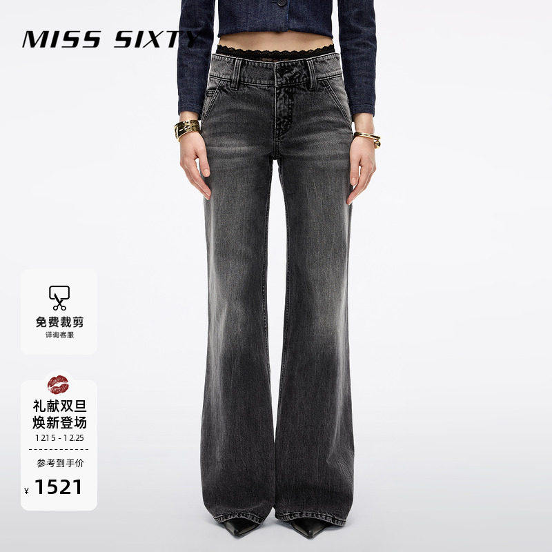 MissSixty蕾丝拼接喇叭牛仔裤