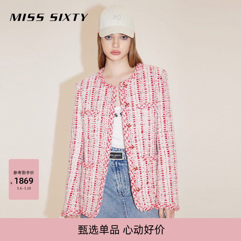 Miss Sixty花式呢外套女圆领单排扣法式小香风轻奢高级感气