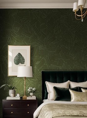 中古风墙纸高级感复古墨绿色斑驳纹理墙布定制咖啡馆民宿卧室壁纸