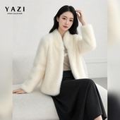 高级整皮真兔毛立领皮草外套女2026冬春温柔气质宽松显瘦毛毛上衣