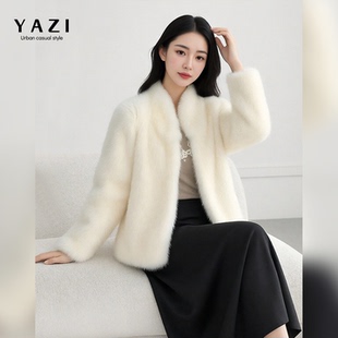 高级整皮真兔毛立领皮草外套女2026冬春温柔气质宽松显瘦毛毛上衣