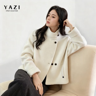 100%绵羊毛双面呢短款大衣女2026早春新款小个子气质显瘦毛呢外套