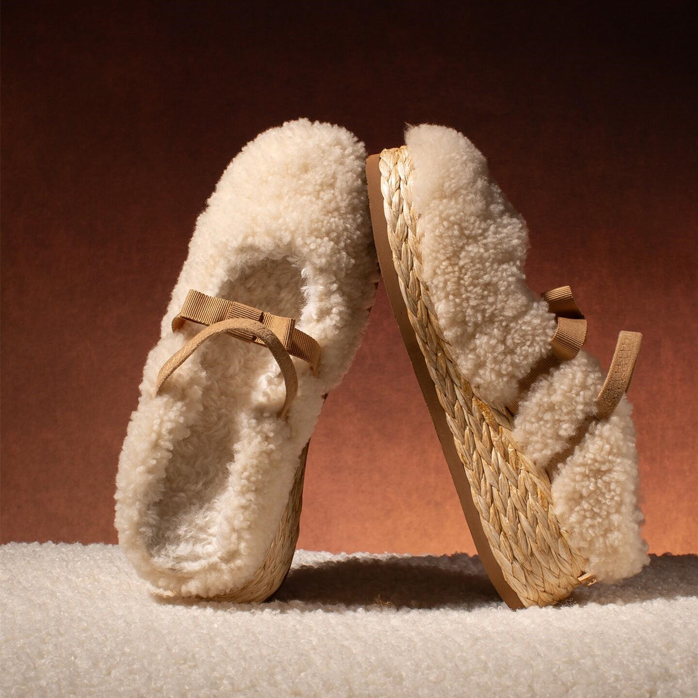 露思同款蝴蝶结勃肯鞋女坡跟增高