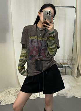 SYReperes D【水彩】2024初秋字母小男孩拼袖上衣SY-1008-2686