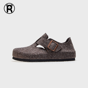 男女款 羊毛毡勃肯鞋 百搭休闲软底鞋 防滑纯色博肯鞋 女深灰色软木鞋