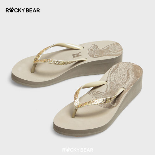 人字拖女厚底ROCKYBEAR坡跟休闲