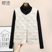 新款 女装 单排扣宽松款 她池V领棉马夹2025冬装 保暖短款 内搭马甲