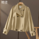新款 英伦风双排扣短款 女装 宽松款 上衣 时尚 她池立领风衣2026春装