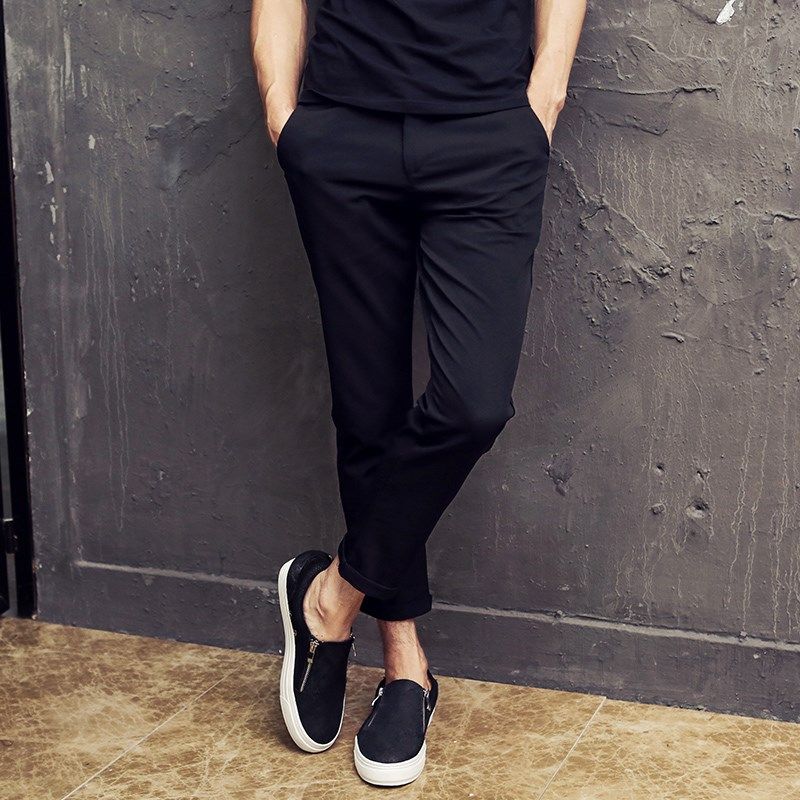 秋冬季潮男9分裤修身脚裤男直筒小西裤裤子西加绒休闲小|ruв категории Мужская одежда, брюки - от Buy2taobao.com для оказания профессиональной услуги покупки агента Taobao