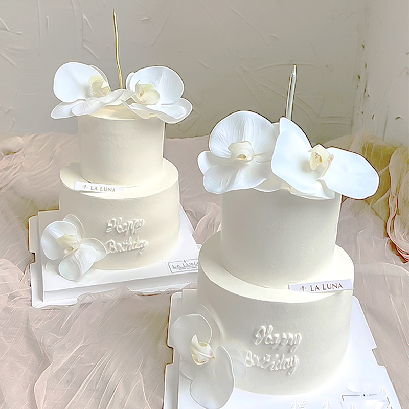 女神节蛋糕装饰插件生日仿真花蝴蝶兰母亲节插牌摆件网红配件卡片