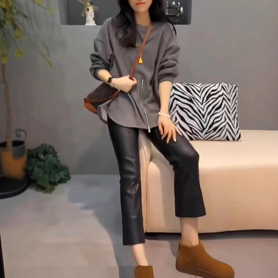 今年流行特惠241263大爱美依缘2025冬季新款时尚加绒蛋白皮九分