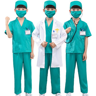 儿童医生服装小护士服棉白大褂COS职业手术服角色扮演表演服装
