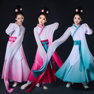 新款儿童古典舞水袖采薇舞蹈服装女中国风飘逸仙女惊鸿舞演出服