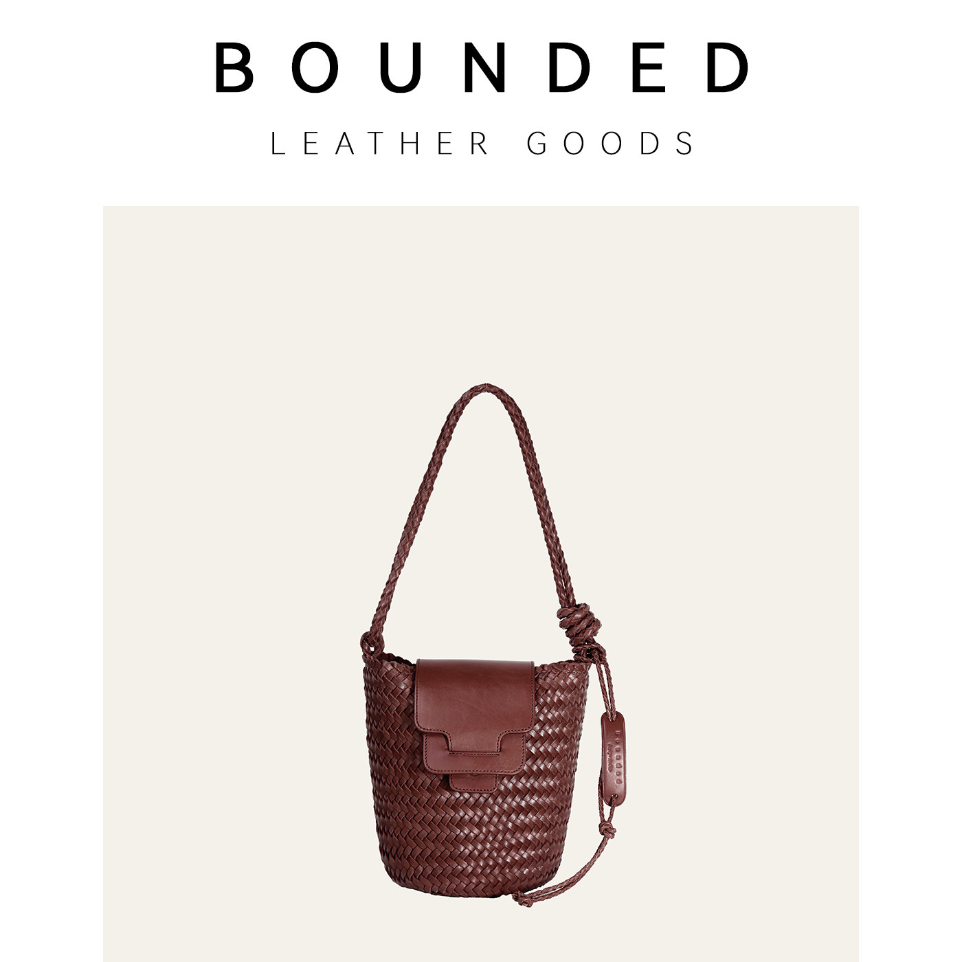bounded有界 原创春夏新款真皮牛皮手工编织包单肩斜挎mini小水桶