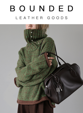 意产头层牛皮 india12波士顿包单肩大容量通勤保龄球包包