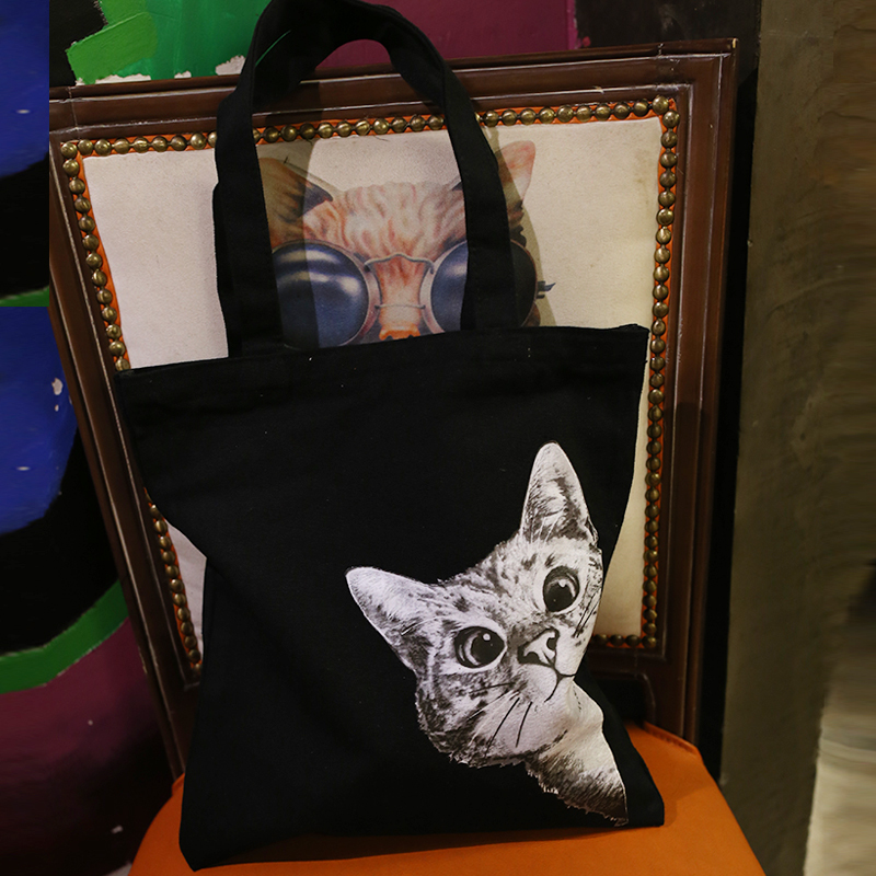 原创日系插画猫咪学生百搭单肩包