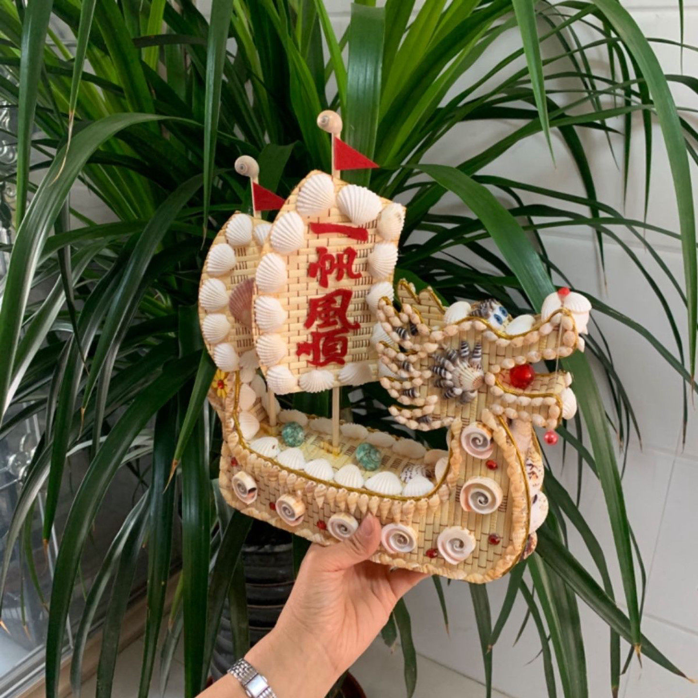 贝壳船一帆风顺礼物海边家居装饰特色工艺品旅游纪念天然海螺摆件